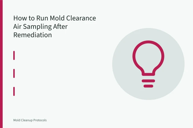 Air sampling pump and cassette collecting a mold clearance sample in a remediated room. How to Run Mold Clearance Air Sampling After Remediation