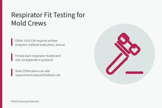 Checklist card for mold remediation respirator fit testing compliance. What Do Mold Remediation Crews Need for Respirator Fit Testing?