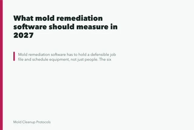 What mold remediation software should measure in 2027. What mold remediation software should measure in 2027